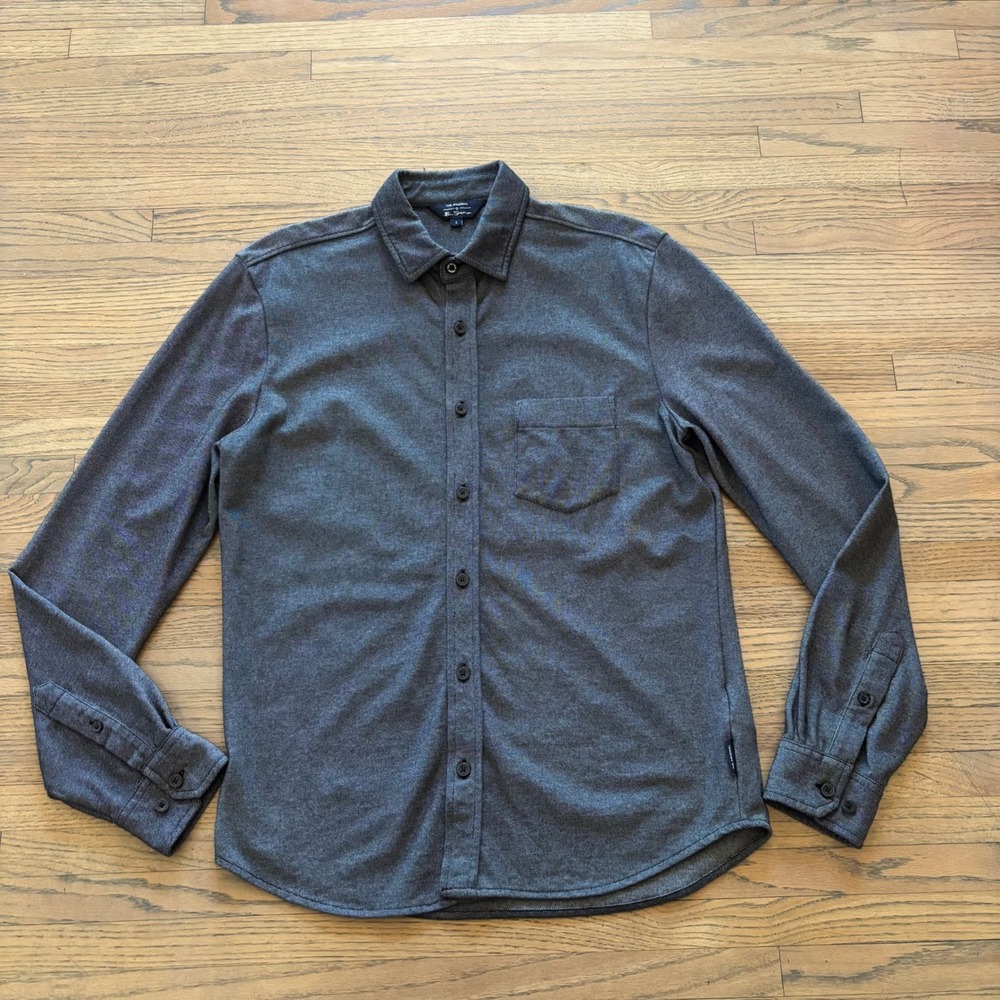 Ben Sherman Mens Small Grey Button Down Long Sleeve Shirt The Original Birdseye